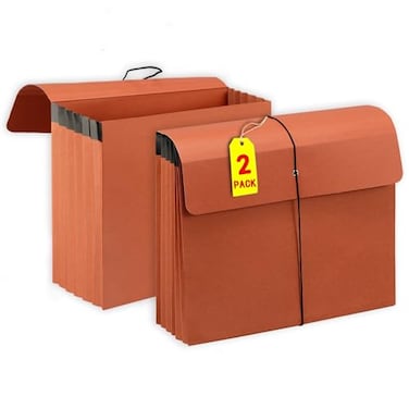YNXPTBNC 2 Packs Expanding File Folder with Flap and Cord Closure5 Inch Expansion Accordion File OrganizerLetter Size