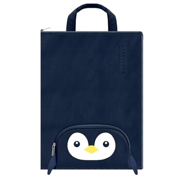 Mayplous A4 Document Bag Portable File Organizer with Zipper Handle Large 37x27 cm Portfolio Folder for Office School Business Travel Conferences Penguin