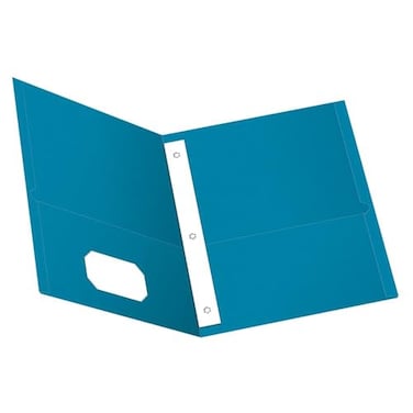 Oxford TwoPocket Folders wFasteners Light Blue Letter Size 25 per Box 57701