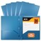 Better Office Products Light Blue Plastic 2 Pocket Folders with Prongs 24 Pack Heavyweight Letter Size Poly Folders with 3 Metal Prongs Fastener Clips Light Blue