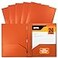 Better Office Products Orange Plastic 2 Pocket Folders with Prongs Heavyweight Letter Size Poly Folders 24 Pack with 3 Metal Prongs Fastener Clips Orange