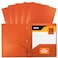 Better Office Products Orange Plastic 2 Pocket Folders with Prongs Heavyweight Letter Size Poly Folders 24 Pack with 3 Metal Prongs Fastener Clips Orange