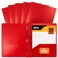 Better Office Products Red Plastic Folders with Pockets and Prongs Letter Size 24 Pack Heavyweight Poly Prong Folders Red Plastic with 3 Metal Fastener Clips