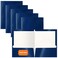 Better Office Products 2 Pocket Glossy Laminated Navy Blue Paper Folders Box of 25 Letter Size Dark Blue Paper Portfolios 25 Pack