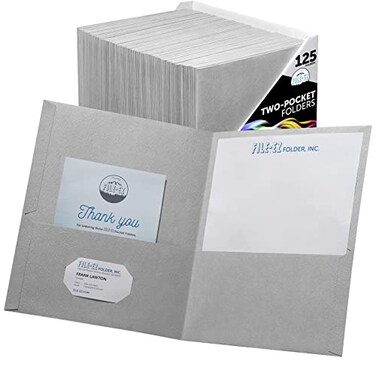 FILE-EZ FILEEZ TwoPocket Folders Gray 125Pack Textured Paper Letter Size EZ32430