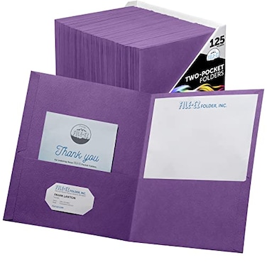 FILE-EZ FILEEZ TwoPocket Folders Purple 125Pack Textured Paper Letter Size EZ32445