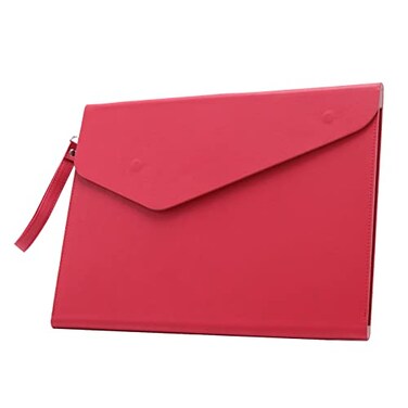 Enyuwlcm PU A4 Leather File Folder Document Holder Folder Stylish Portfolio Envelope Case with Strap and Invisible Magnetic Closure Red
