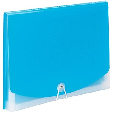 Smead Poly Expanding File 6 Dividers Flap and Cord Closure Letter Size Wave Pattern TealClear 70873