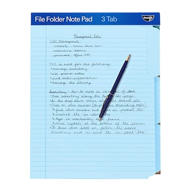 Find It File Folder Notepad Pack of 1295 x 125 Inch Notebook Organizer Folders for Filing Document and Clipboard Organization Blue