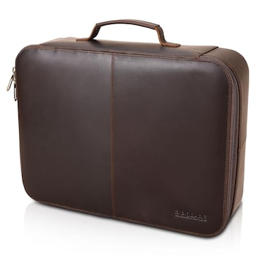 POLARE ORIGINAL Polare Full Grain Leather Document Organizer Bag Storage Cabinet Box Portable Home Business Safe Folder with Lockable YKK Zipper