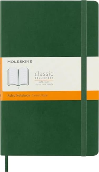 Moleskine Classic Notebook Soft Cover Large 5 x 825 RuledLined Myrtle Green 192 Pages