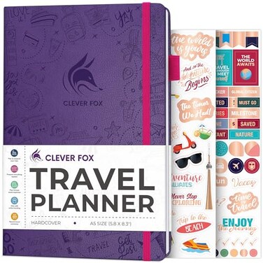 Clever Fox Travel Journal Vacation Trip Organizer with Budget Plan Packing List Travelling Expense Tracker A5 Purple
