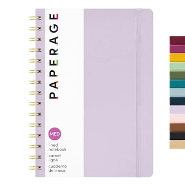 PAPERAGE Lined Spiral Journal Notebook Lavender 160 Pages Hardcover Journal for Women Men Medium 55 in x 8 in 100 GSM Thick Paper Spiral Notebook for Work School Journaling