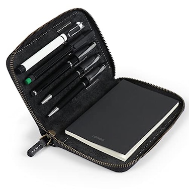 Londo Genuine Leather Padfolio Portfolio Folder with Pencil Holder Notepad Zipper Closure for Business Office Travel