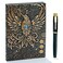 fengco Embossed Leather Journal Writing Notebook Antique Handmade Leather Daily Notepad Sketchbook Travel Diary Notebooks to Write in Phoenix Gift For Men Women with Golden Classic Pen Bronze