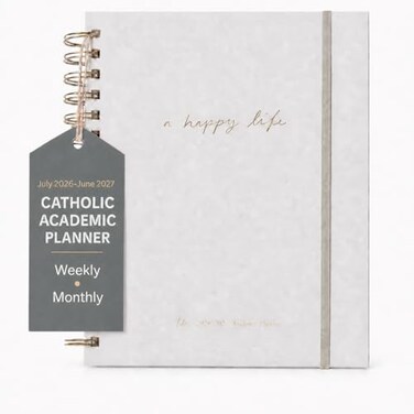 Blessed is She Catholic Academic Planner 20262027 for Women Liturgical Planner with Prayer Prompts Feast Days Gratitude Journal 625 x 825 Mini Layout Spiral Bound