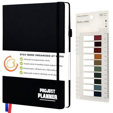 CHUNART Project Planner Management Notebooks Organizer Work Log Book Tracker With Checklist Brainstorming for Entrepreneurs Managers Small Business Owners