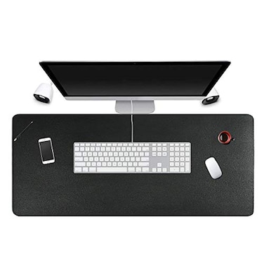 piboshi Desk Pad for Office Home 31 x 13PU Leather Waterproof Large Desk Writing Mat OrganizerMultifunctional Ultra Thin Dual Use Desk Blotters Mouse Pad Protector Black