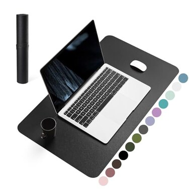 YSAGi NonSlip Leather Desk Pad Waterproof Laptop Computer Desk Keyboard Mat Table Protector Blotter Mat Large Mouse Pad for OfficeWorkHomeDecorBlack 236 x 137