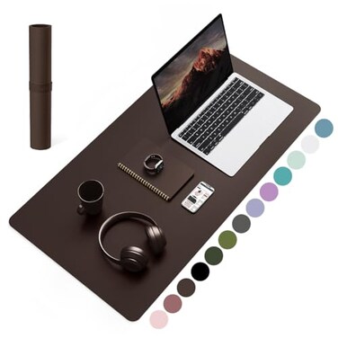 YSAGi NonSlip Leather Desk Pad Waterproof Laptop Computer Desk Keyboard Mat Table Protector Blotter Mat Large Mouse Pad for OfficeWorkHomeDecorDark Brown 315 x 157