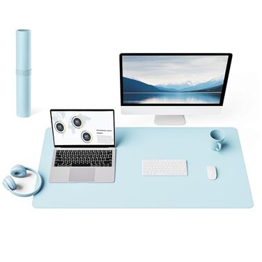 YSAGi NonSlip Leather Desk Pad L Size Waterproof Laptop Computer Desk Keyboard Mat Table Protector Blotter Mat Large Mouse Pad for OfficeWorkHomeDecorSky Blue 354 x 17