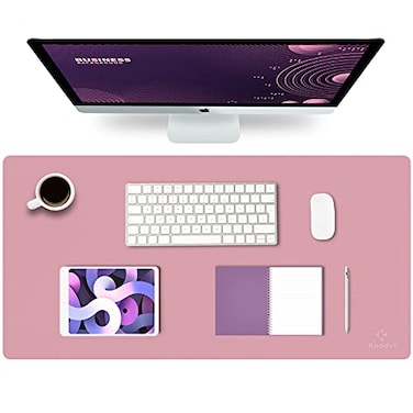 K KNODEL Large Office Leather Desk Mat Mouse and Keyboard Pad Computer and Laptop Mat Desktop Protector and Cover Writing Pad and Blotter 315x157 Purple