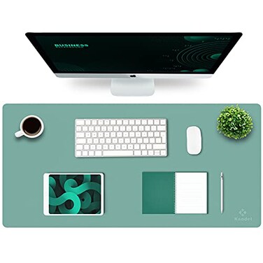 K KNODEL Large Office Leather Desk Mat Mouse and Keyboard Pad Computer and Laptop Mat Desktop Protector and Cover Writing Pad and Blotter 354x17 Green