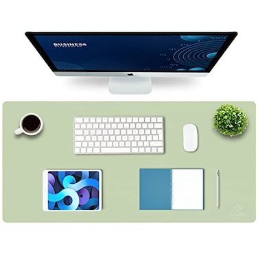 K KNODEL Large Office Leather Desk Mat Mouse and Keyboard Pad Computer and Laptop Mat Desktop Protector and Cover Writing Pad and Blotter 354x17 Light Green