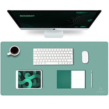 K KNODEL Large Office Leather Desk Mat Mouse and Keyboard Pad Computer and Laptop Mat Desktop Protector and Cover Writing Pad and Blotter 315x157 Green