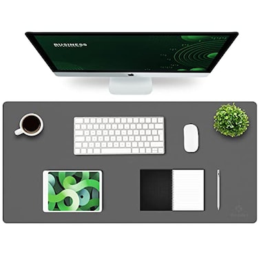 K KNODEL Large Office Leather Desk Mat Mouse and Keyboard Pad Computer and Laptop Mat Desktop Protector and Cover Writing Pad and Blotter 354x17 Dark Gray
