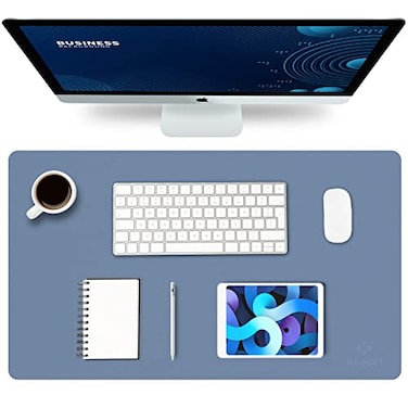 K KNODEL Small Office Leather Desk Mat Mouse and Keyboard Pad Computer and Laptop Mat Desktop Protector and Cover Writing Pad and Blotter 236x138 Lake Blue