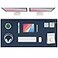 K KNODEL Large Office Leather Desk Mat Mouse and Keyboard Pad Computer and Laptop Mat Desktop Protector and Cover Writing Pad and Blotter 472x236 Dark Blue