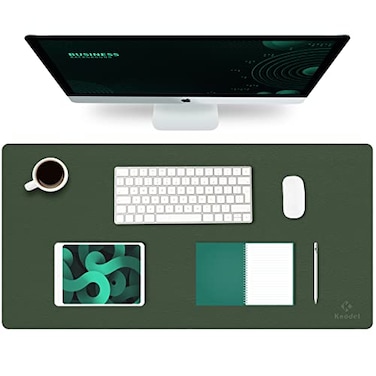 K KNODEL Large Office Leather Desk Mat Mouse and Keyboard Pad Computer and Laptop Mat Desktop Protector and Cover Writing Pad and Blotter 315x157 Dark Green