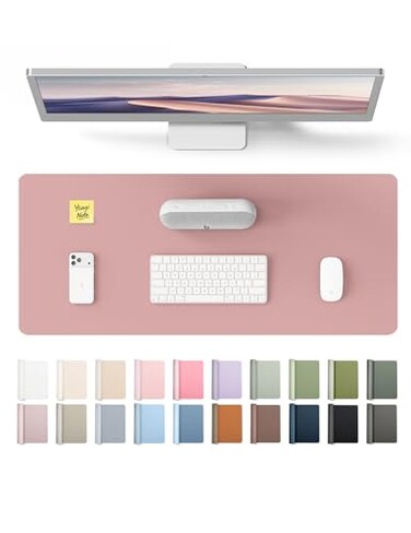 YSAGi Leather Desk Protector Office Mat Large Mouse Mat NonSlip PU Leather Blotter Laptop Desk Pad Waterproof Writing Pad for Office and Home Pale Mauve 236 x 138