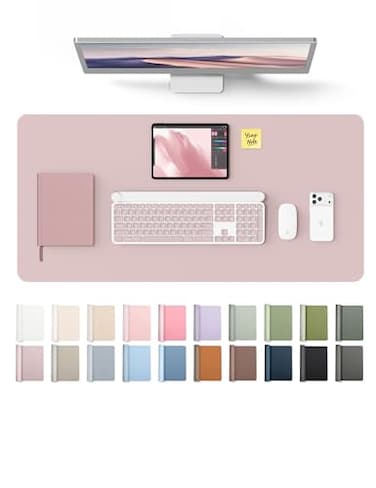 YSAGi Leather Desk Protector Office Mat Large Mouse Mat NonSlip PU Leather Blotter Laptop Desk Mat Waterproof Writing Pad for Office and Home Grayish Lavender 315 x 158