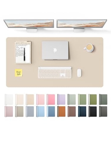 YSAGi Leather Desk Protector Office Mat Large Mouse Mat NonSlip PU Leather Blotter Laptop Pad Waterproof Writing Pad for Office and Home Eggshell 472 x 236