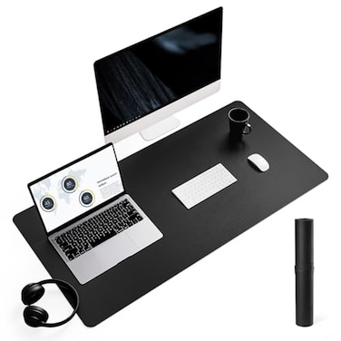 YSAGi NonSlip Leather Desk Pad L Size Waterproof Laptop Computer Desk Keyboard Mat Table Protector Blotter Mat Large Mouse Pad for OfficeWorkHomeDecorBlack 354 x 17