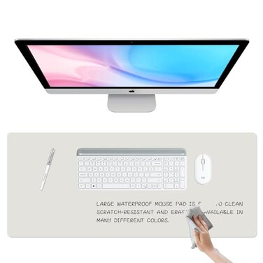 Etomiel Dry Erase Desk Mat Waterproof Desk Pad Erasable Writing White Board for Making Plans NonSlip Large Desktop Protector for Office Home School 31x13 Grey