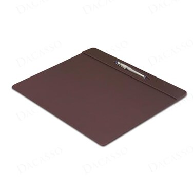 Dacasso 17 x 14 Chocolate Brown Leather Conference Pad wPen Well Luxury Leather Desk Blotter for Writing Padded Executive Table Surface Protector