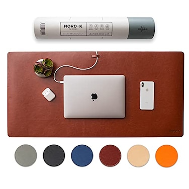 Nordik By Design Nordik Leather Desk Mat Whiskey Brown Cable Organizer Premium Mouse Mat Desk Pad Protector 35 X 17 Inch Felt Vegan Leather Large Office Mouse Pad Blotter