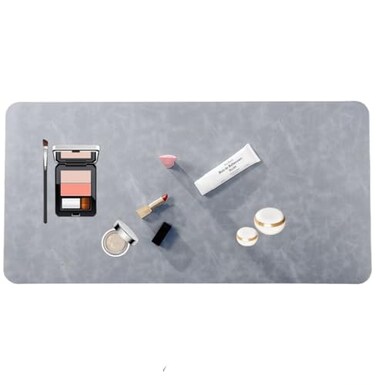 Metui 315X 157Multifunctional Makeup Mat for Vanity Top Protect Silicone NonSlip Vanity mat Easy to Clean Vanity Makeup mat Prevents Waterproof and oilproof WhiteGray