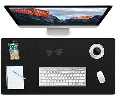 ProValley NonSlip Desk Pad Waterproof PVC Leather Desk Table Protector on Top of Desks Large Mouse Pad Easy Clean Computer Keyboard Laptop Desk Writing Mat for Office Home Decor Black 17 x 36