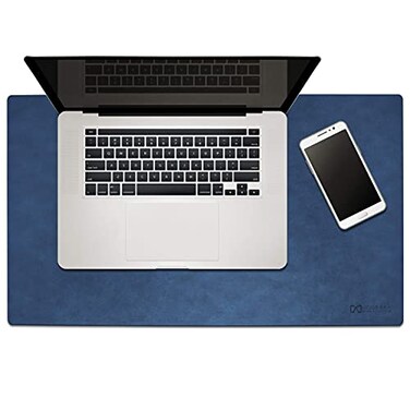Modeska 24 x 14 Leather Desk Pad SKIDSTOP Ultra Smooth Executive Blotter and Protective Mat Large Mouse Pad for Office School Home Remote Business Navy Blue