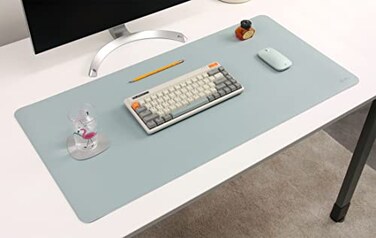 Nodito DeskPaw DualSided Leather Desk PadBlotter for Laptop ComputerMouse PadWritingDrawingArts and Craft Mat BlueSilver 17 x35