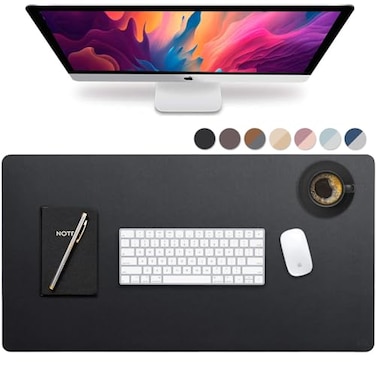 Vine Creations Leather Desk Mat 32 x 17 Desk Protector Mat PU Leather Desk Pad Large Mouse Pad Desk Blotter Desk Pads on Top of Desks Desk Matt for Desktop Home Office Desk Mat Black