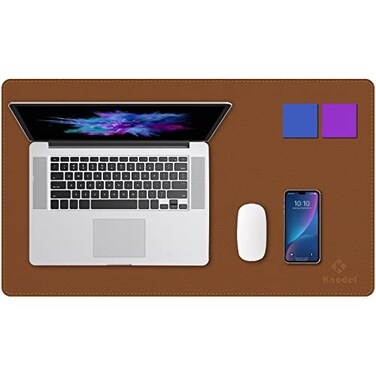 K KNODEL Desk Mat Blotter DualSided Office Desk Pad Waterproof Desk Mat for Desktop Desk Blotters PVC Leather Pad Protector Brown 236 x 138