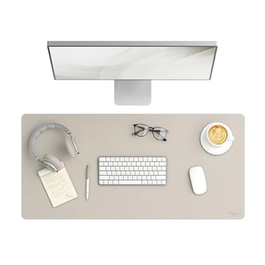 Smead Desk Pad Vegan Leather Desk Mat with NonSlip Faux Suede Backing Perfect Desk Organizer for Office Decor 36 x 17 Large Sandstone 64826