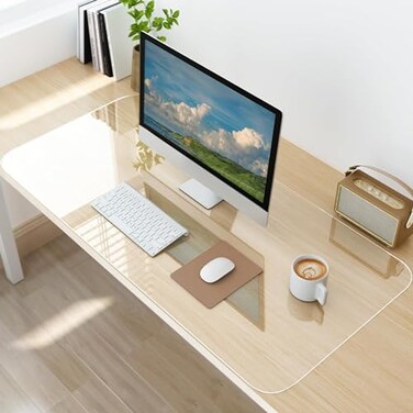 LBJFYHJN Clear Desk Mat NonSlip PVC Desk Protector Mat with Round Edge Heat Resistant Waterproof Clear Desk Writing Mat for Home and Office 276138