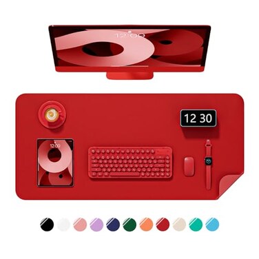 Niniubye Desk Pad 236 x 138 PU Leather NonSlip Desk Mat Large Mouse Pad for Desktop Waterproof Laptop Computer Writing Mat for Office Home Work Gaming Bright Red
