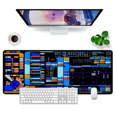 T TOPLAY Spacecraft Dashboard Gaming Mouse Pad Large Mouse Pad Office Desk Accessories XL Desk Mat 315x118x012 inch Blue Large Desk Pad Keyboard Pad Console